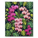 Vibrant Pink Orchid Monstera Leaf Area Rug