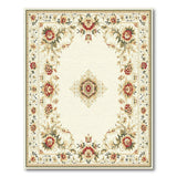 Ornate Persian Floral Area Rug in Ivory Red