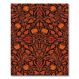 Vintage Orange Pomegranate Floral Area Rug