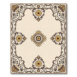 Beige Persian Rug with Gold Sunflower Motifs