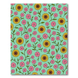Vibrant Teal Sunflower Pink Floral Area Rug