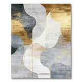 Abstract Gold Fluid Grey Area Rug