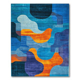 Abstract Teal Blue Orange Modern Area Rug