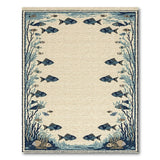 Blue Fish and Seaweed Coastal Area Rug