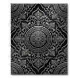 Ornate Black Silver Persian Area Rug