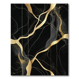 Black Gold Wavy Ribbon Area Rug