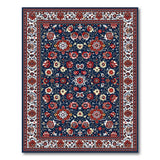 Blue and Teal Navy Blue Traditional Persian Floral Rug
