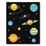 Multi-color and Patterns Retro Pixel Space Planets Area Rug