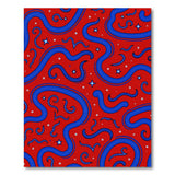Twisting Blue Serpents Stars Red Area Rug