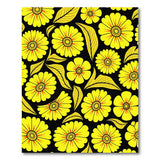 Vibrant Yellow Floral Pattern Area Rug on Black