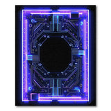 Neon Blue Circuit Washable Area Rug