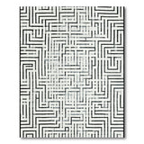 Maze Labyrinth Geometric Area Rug Black White