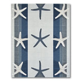 Coastal Starfish Striped Blue Area Rug