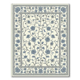 Chinoiserie Blue Peony Floral Area Rug