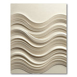 Beige Layered Waves Abstract Area Rug