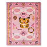 Kids Cartoon Playful Pink Cartoon Tiger Area Rug