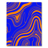 Dynamic Blue Orange Wave Abstract Area Rug