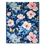 Floral Vintage Navy Blue Peony Floral Area Rug