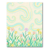 Whimsical Pastel Flowers Teal Swirls Rug