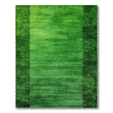 Lush Green Vertical Stripe Shag Area Rug