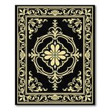 Elegant Black Gold Ornate Floral Area Rug