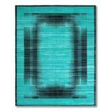 Geometric Modern Blue and Teal Teal Black Geometric Abstract Area Rug