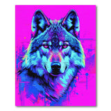 Geometric Modern Multi-color and Patterns Neon Cyber Wolf Head Area Rug