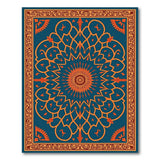 Teal Persian Medallion Area Rug with Orange Accents