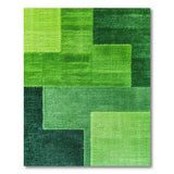 Green Lush Green Geometric Block Area Rug