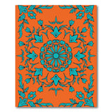 Bold Teal Floral Medallion on Orange Persian Rug