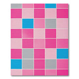 Vibrant Pink Blue Gray Patchwork Geometric Rug