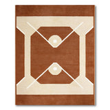 Brown Tan Baseball Diamond Geometric Area Rug