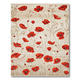 Red Vibrant Red Poppy Floral Area Rug