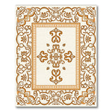 Ornate Golden Floral Border Cream Area Rug