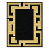 Gold Maze Border Black Area Rug