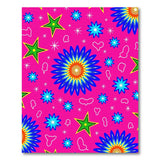 Playful Pink Starburst Flowers Stars Kids Rug