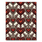 Ornate Red Heart Baroque Pattern Area Rug