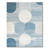 Blue Teal Geometric Circle Area Rug
