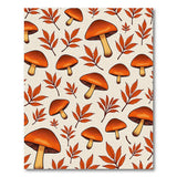 Orange Mushroom Autumn Leaf Pattern Rug