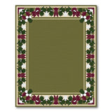 Festive Olive Green Poinsettia Border Rug