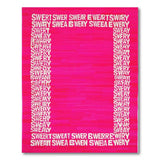 Bold Pink 'SWEAT' Text Geometric Area Rug