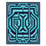 Teal Geometric Maze Blue and Teal Area Rug