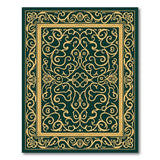 Emerald Green Gold Filigree Persian Area Rug