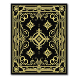 Floral Vintage Gold and Silver Ornate Gold Filigree Black Area Rug