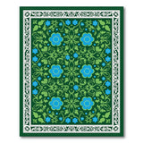 Emerald Green Blue Floral Vintage Area Rug
