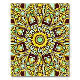 Gold Teal Tribal Mandala Area Rug