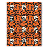 Vintage Orange Skull Damask Area Rug