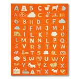 Vibrant Orange ABC Alphabet Kids Rug
