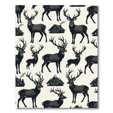 Rustic Deer Cabin Black White Pattern Rug