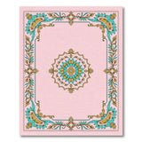 Ornate Pink Mandala Area Rug in Teal Gold